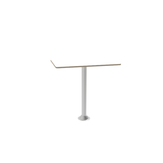 pack plateau de table en stratifié de couleur blanc crème, pied de table 70cm, deux embases