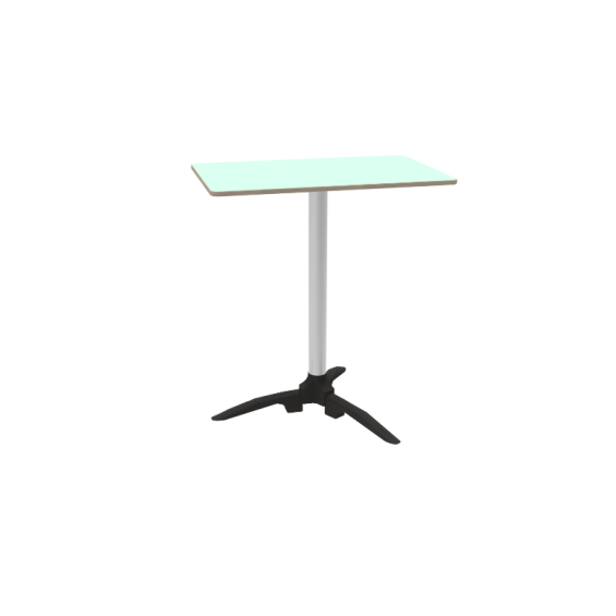 pack plateau de table stratifié vert agave, pied de table 60cm, une embase, un tripod