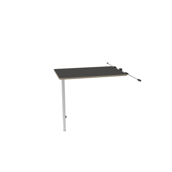 pack plateau de table en stratifié gris graphite, pied de table télescopique et ajustable en hauteur, rail coulissant à fixer