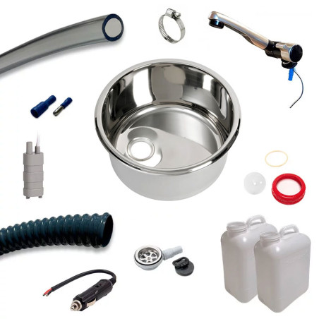 kit complet de mise en eau pour cuisine fourgon aménagé avec évier rond