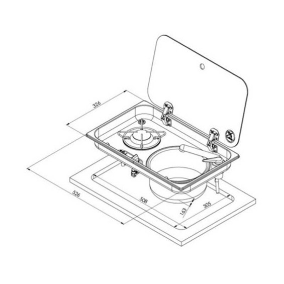 dimensions encastrement combiné 1 feu avec évier à droite carbest