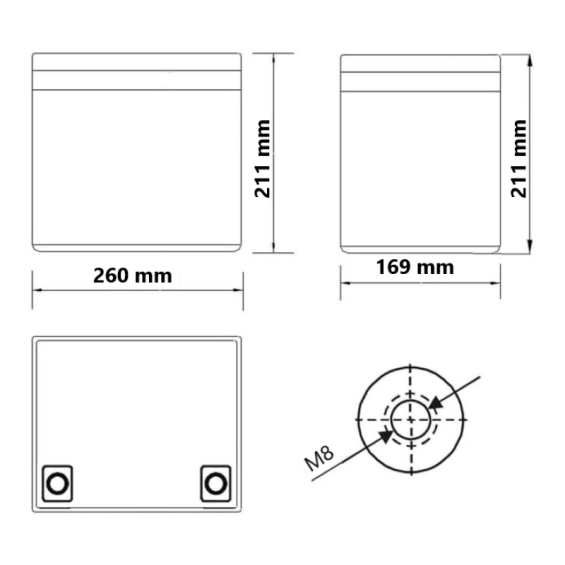 dimensions batterie lithium 100ah van aménagé