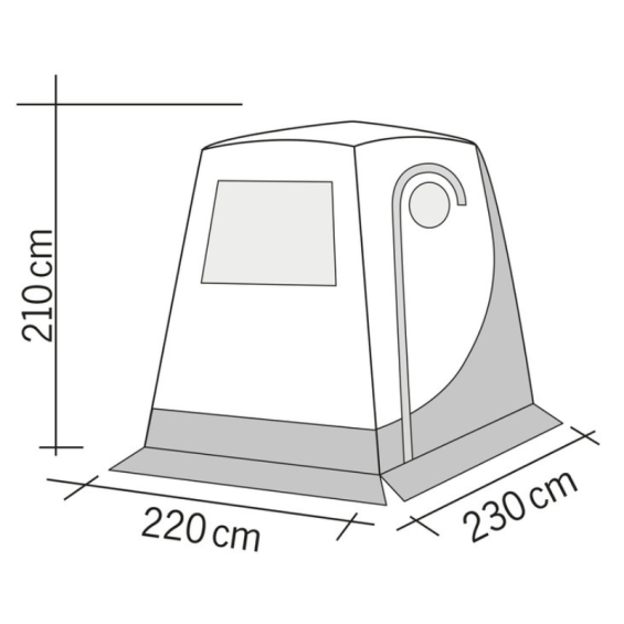 Schéma de la tente Trapez Premium de chez REIMO TENT TECHNOLOGY installée sur un van