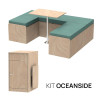 kit lit 140 cm + module cuisine avec étagère rabattable