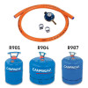 kit tuyau de gaz souple, colliers de serrage, détendeur type 140 pour bouteille Campingaz R901, R904 et R907