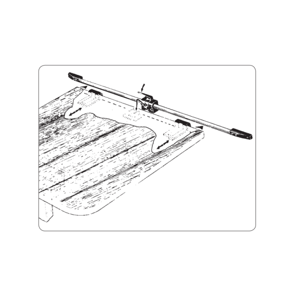 illustration de mise en place d'un plateau de table sur le rail de fixation