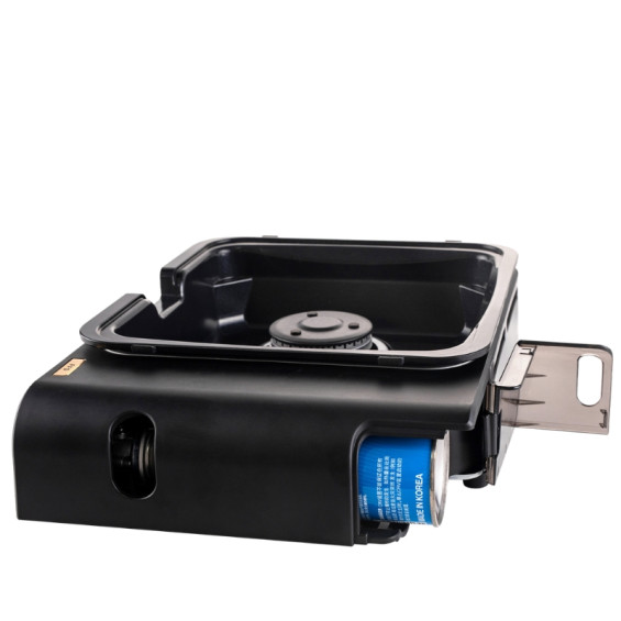 Support de casserole installé sur le réchaud à gaz van cook bbq plate
