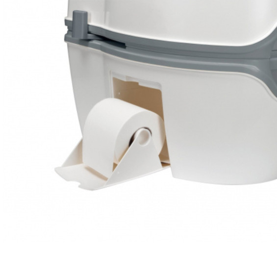 Compartiment intégré pour rouleau de papier toilette sur le côté du Porta Potti 565E