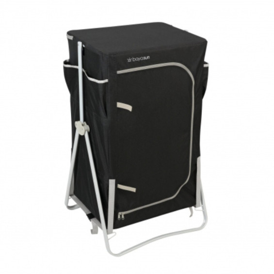 armoire de camping pliante Eco Plus Baya Sun en toile noire avec porte zippée fermée