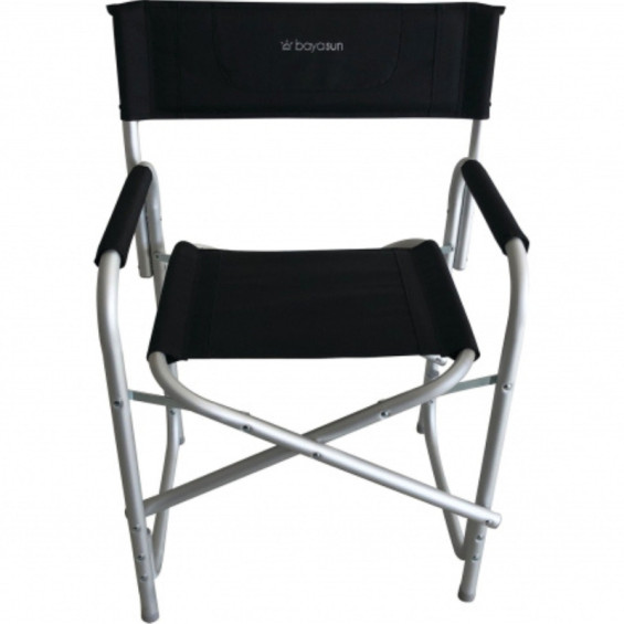 Fauteuil directeur pliant camping Bayasun Black toile polyester 600D noir - vue face