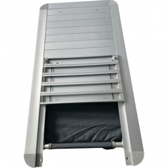 Détail plateau aluminium rainuré meuble cuisine camping Bayasun - résistance intempéries