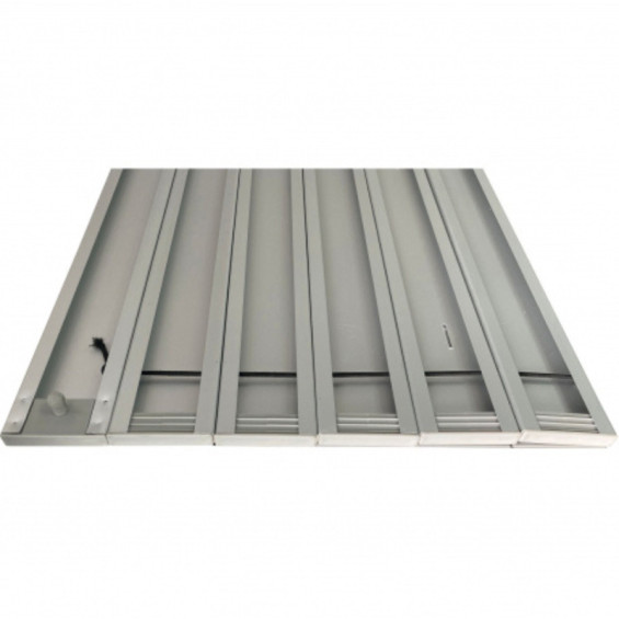 Plan de travail pare-flamme meuble cuisine van Bayasun - détail plateau aluminium