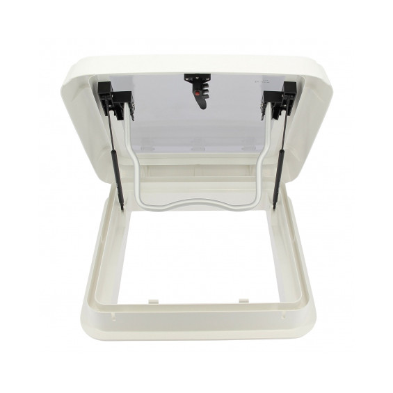 Lanterneau 40x40 Climatherm Pro - vue du dessus ouvert cadre extérieur blanc