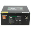Batterie lithium LiFePO4 Koonekt KL5 200Ah sous-siège - vue avant avec étiquette technique et connectique