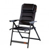 Fauteuil de camping Sereno Soplair gris foncé, vue de face, dossier inclinable et appuie-tête réglable