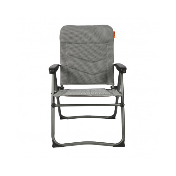 Fauteuil de camping pliant Nomado Soplair gris clair, vue de dos, structure aluminium visible