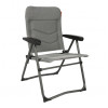 Fauteuil de camping Nomado Soplair gris clair, vue de face, accoudoirs et dossier inclinable