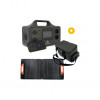 Pack Power Station EZA Power-E 500 avec sacoche et panneau solaire 60W, vue de trois quarts