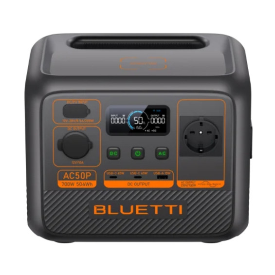 Power station portable Bluetti AC50P 504 Wh - Panneau de connexion et prises 230V