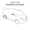 Schéma montrant l'emplacement des passages de roues pour peugeot Boxer sur un van