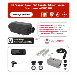 Contenu du kit Kit chauffage Autoterm Peugeot Boxer, Fiat Ducato, Citroën jumper, Opel movano L1 et L2