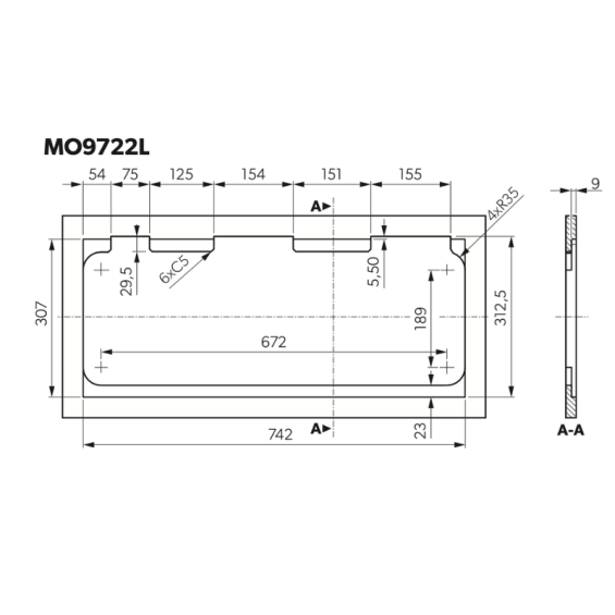 Dimensions découpe MO9722L