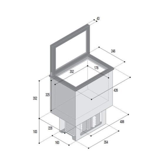 Dimensions de la Vitrifrigo Glacière compresseur van TL20RF 20L 12V/24V