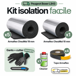 ensembles des produits inclus dans le kit d'isolation armaflex pour fiat ducato L3H"