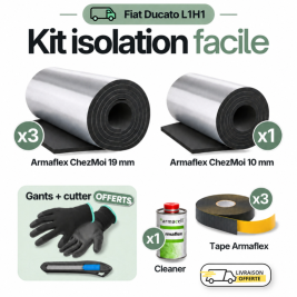 ensembles des produits inclus dans le kit d'isolation armaflex pour fiat ducato L2H2