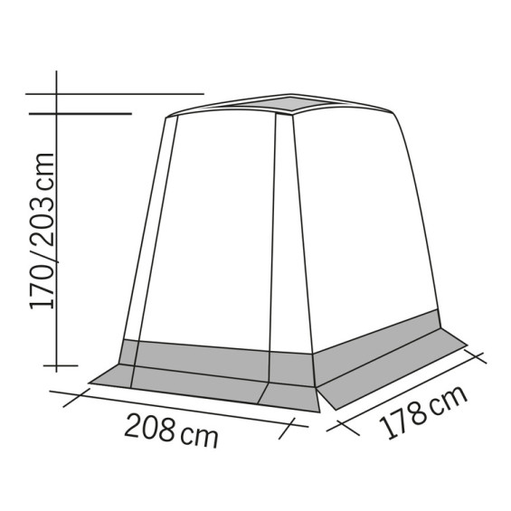 dimensions tente arrière trapez pour caddy