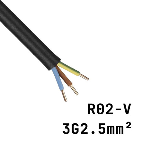 câble électrique R02-V 3G2.5mm² pour raccordement installation électrique fourgon aménagé au courant 230V