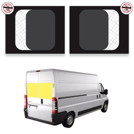 paire de fenêtres coulissantes arrière avec moustiquaires intégrées pour Ducato, Boxer, Jumper depuis 2007