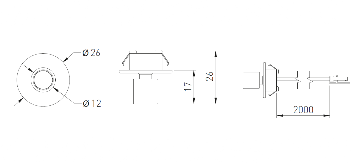 Esquema de empotrado del foco LED