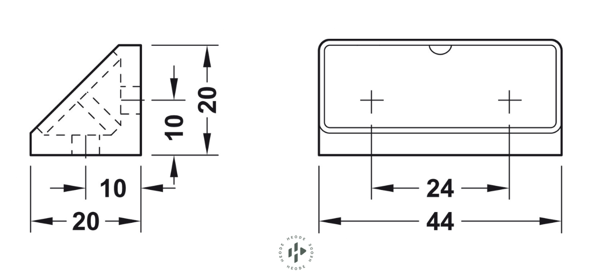 Schéma des dimensions de l'équerre